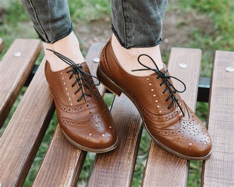 CHOCO - Brown Oxfords, Womens Brogues, Oxfords for Women, Brown Leather ...