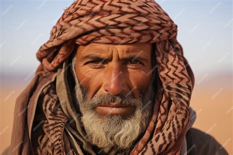 Premium AI Image | portrait of an old man in the sahara desert morocco