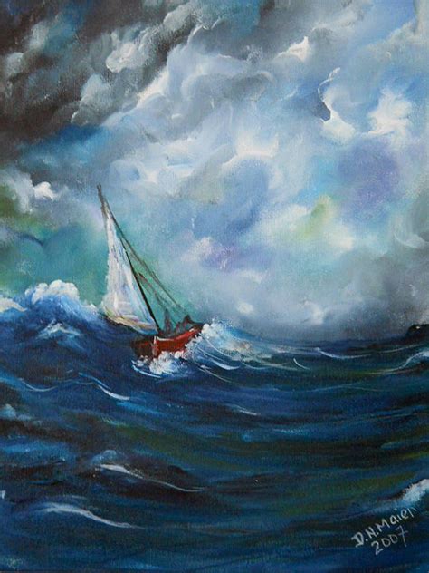 Boat In Storm Painting at PaintingValley.com | Explore collection of Boat In Storm Painting