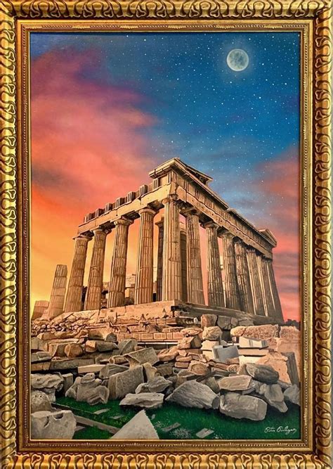 Ancient Greece Acropolis at Dusk Painting by Peter Perlegas | Original ...