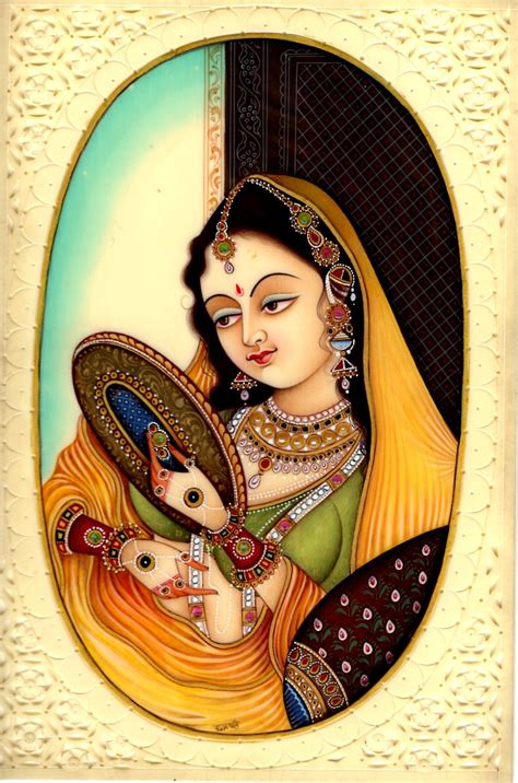 Indian Miniature Painting Mughal Princess Handmade Watercolor Mogul ...