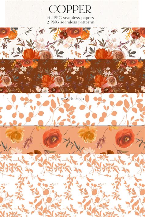 Copper Fall Watercolor Floral Clipart - Design Cuts