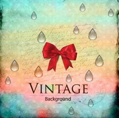 Red bow and water drop with vintage background eps vector | UIDownload