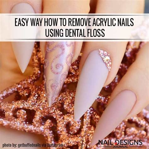 How To Remove Acrylic Nails Using Dental Floss #AcrylicNailDesigns | Take off acrylic nails ...