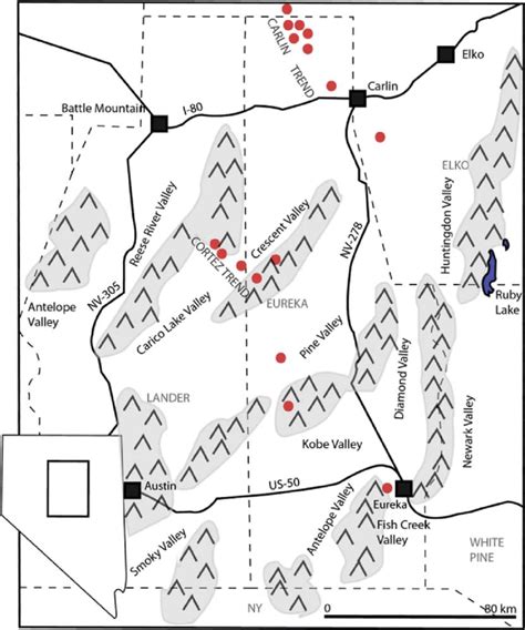 Location map for the Eureka district, showing county boundaries (dashed... | Download Scientific ...