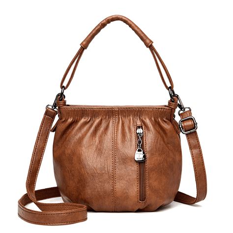 Athena 3 in 1 Pleated Bucket Soft Leather Handbag / Shoulder ...