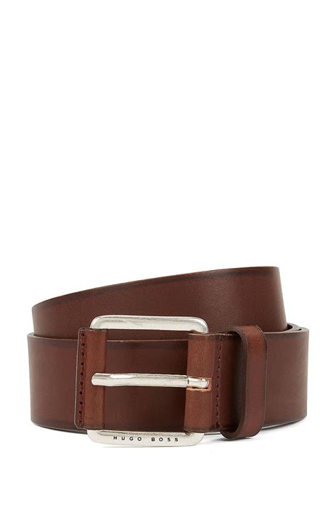 HUGO BOSS Smooth leather belt with leather-covered buckle - Brown Casual Belts from BOSS for Men ...