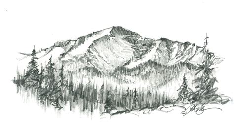 Mountain Pencil Sketch at PaintingValley.com | Explore collection of ...