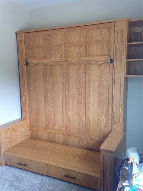 Wooden Bed with Built-in Bookcases and Wall-mounted TV Unit