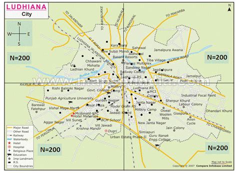 Ludhiana city map with the 4 hypothetical zones | Download Scientific Diagram