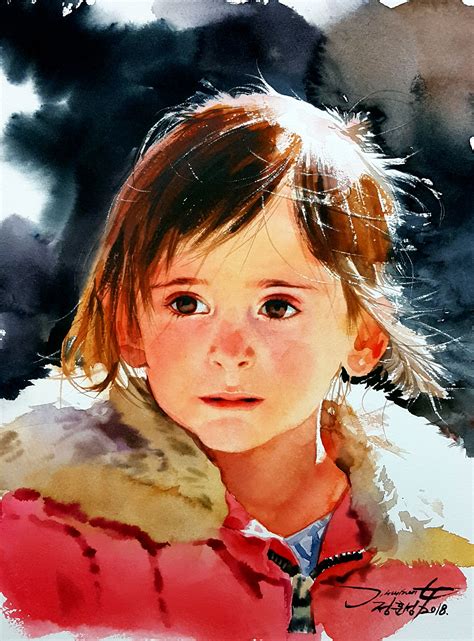 인물수채화, 인물화, watercolor painting, 정훈성, portrait | Watercolor portrait painting, Watercolor ...