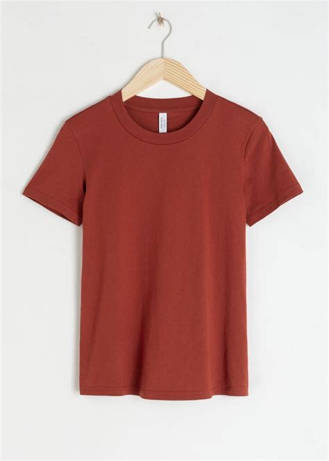 Cotton T-Shirt - Rust - Tops & T-shirts - & Other Stories | Simple shirts, Tops, Straight clothes