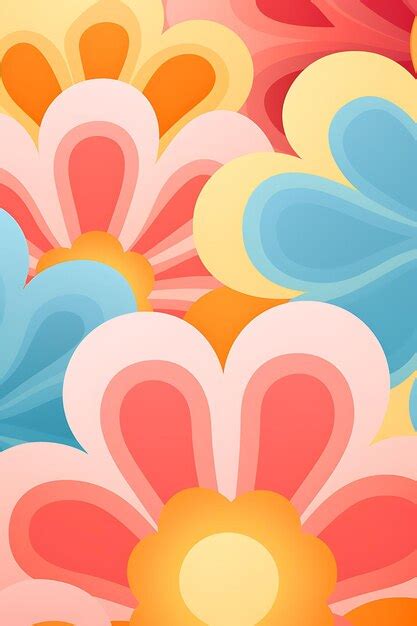 Premium AI Image | Retro 70s Flower Pattern