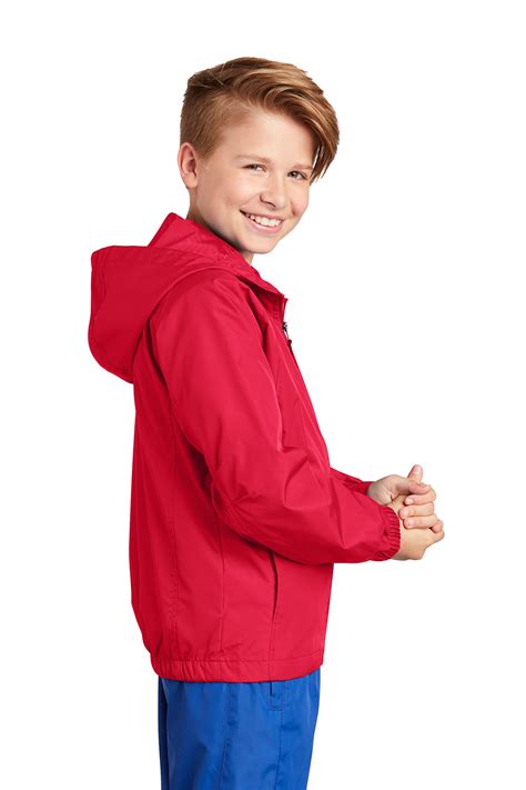 Sport-Tek Embroidered Youth Hooded Weather Resistant Jacket | Youth Apparel - Queensboro