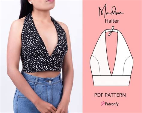 PDF Halter Crop Top Sewing Pattern Digital Pattern Madison Halter Crop Top With Princess Seam 6 ...
