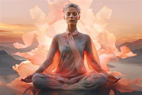 Premium AI Image | sunset person meditating in a yoga pose stock