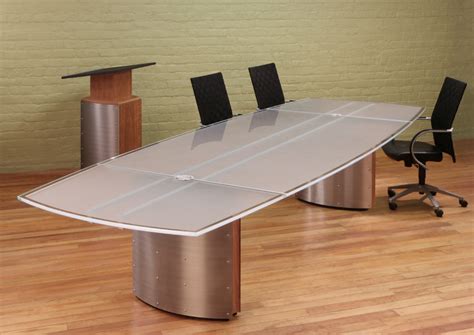 Crescent White Glass Modern Conference Table - Stoneline Designs