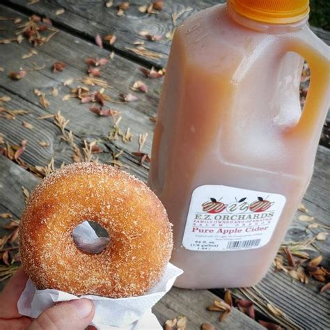 Fresh-squeezed apple cider and warm apple cider donuts from E.Z ...