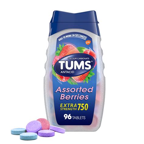 Tums Extra Strength Heartburn Relief Chewable Antacid Tablets, Berry ...