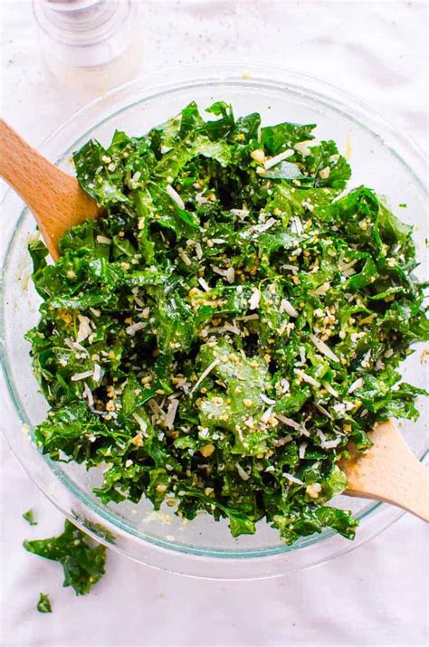 Lemon Kale Salad with Garlic and Parmesan - iFOODreal.com