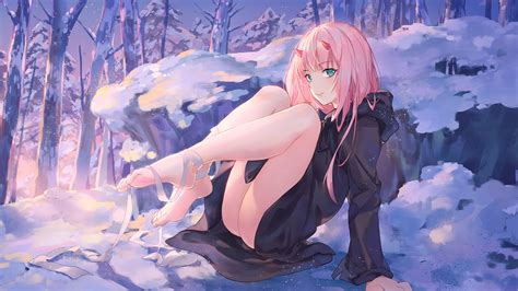 Wallpaper : anime girls, Darling in the FranXX, Zero Two, Zero Two Darling in the FranXX, snow ...