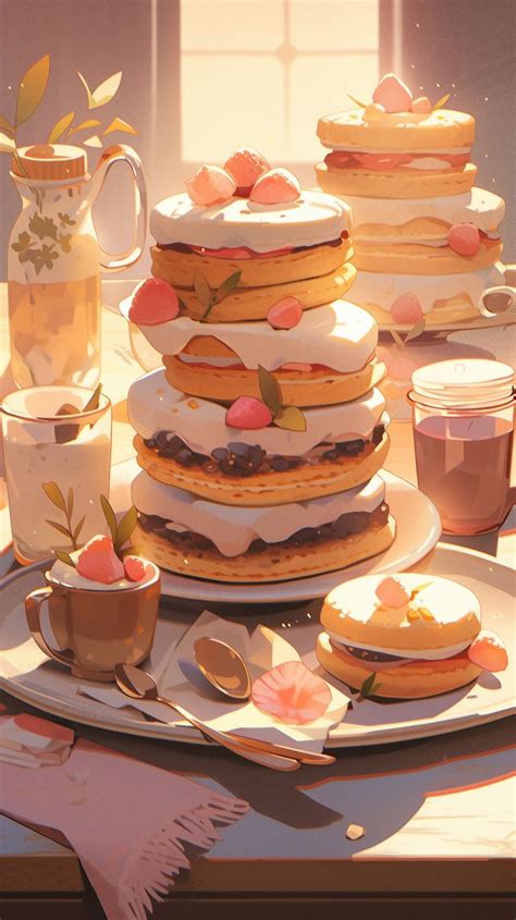 Sweet Stacks: Illustrated Cake Tower Wallpaper in 2023 | Food ...