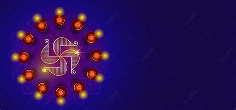 Happy Diwali Deepavali Background With Swastik Rangoli Garland, Diya, Floral, Dipawali ...