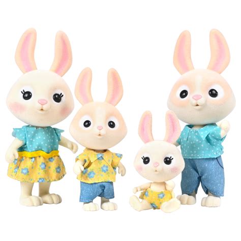 Honey Bee Acres The McScampers Rabbit Family, 4 Miniature Dollhouse Figures for Children 3 ...