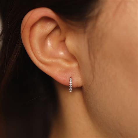 Diamond Huggie Earrings 10mm Diamond Hoop Earrings Huggie - Etsy