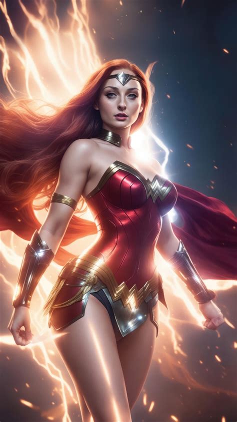 wonder woman, sophie turner, superheroes, ai girls, ai, artist, artwork, digital art, hd, 4k ...