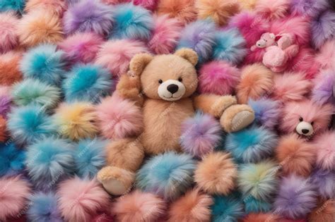 Premium AI Image | Pastel Fluffy Teddy Bear Wallpaper Fluffy Teddy Bear ...