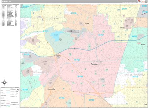 Pomona California Wall Map (Premium Style) by MarketMAPS - MapSales