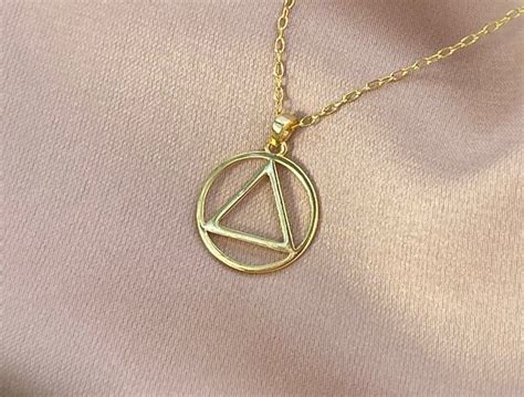 DELICATE GOLD SOBRIETY Symbol Necklace Sobriety Charm Necklace Sober Gift Sobriety Necklace ...