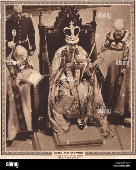 CORONATION 1937. Robed and crowned. Imperial mantle of Cloth of Gold 1937 Stock Photo - Alamy