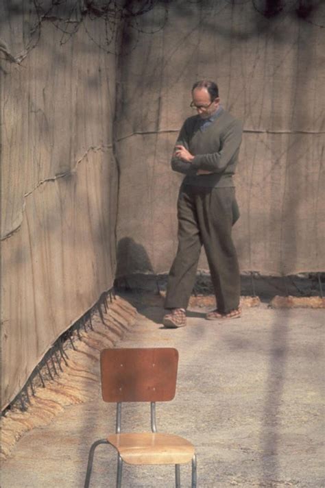 Adolf Eichmann walks around the yard of his cell, Ramla Prison, Israel, 1961 [950 x 1429] : r ...