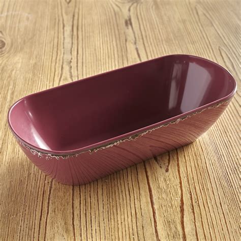 Rustic Melamine Bowl - Break Resistant Plastic Oval Serving Bowl - Plum ...