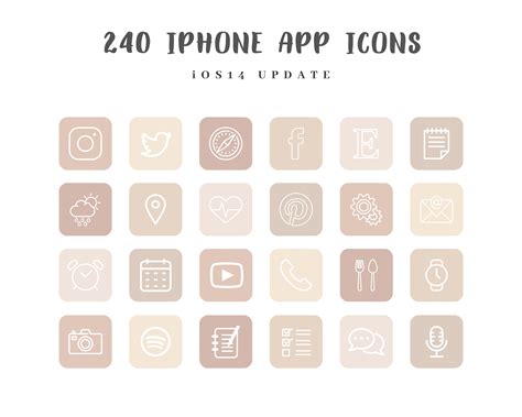 240 iOS 14 App Icons Pack 40 Apps in 6 Colors Aesthetic | Etsy