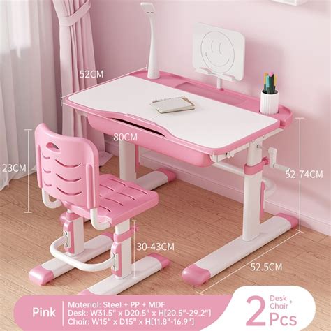 Kids Study Desk and Chair Set Height Adjustable, Children School Writ – LYHOE