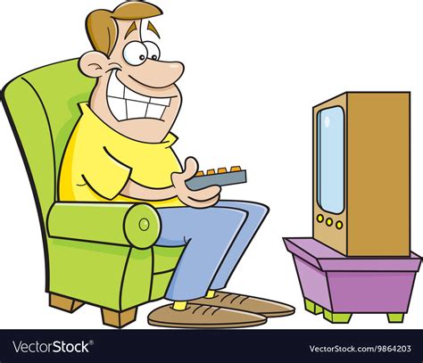 Cartoon man watching television Royalty Free Vector Image