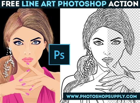 [FREE ] Line Art Photoshop Tutorial & Action