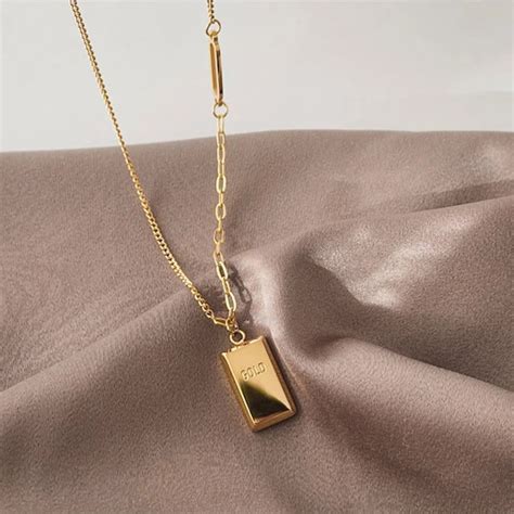 Gold Bar Necklace - Etsy