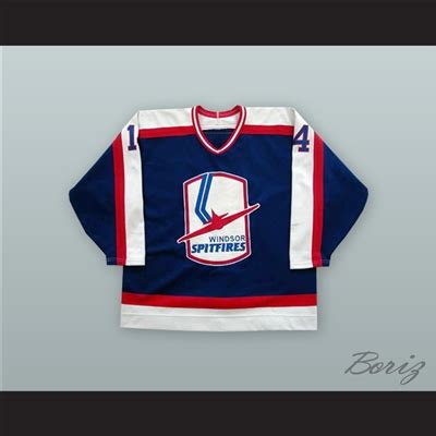 Ed Jovanovski 14 Windsor Spitfires Blue Hockey Jersey