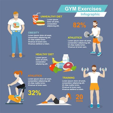 Fitness-Sport-Übungen Fitness und gesunden Lebensstil infografischen Satz Vektor-Illustration ...