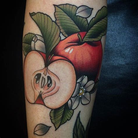 Apple tattoo by @kotynymantattoo at Heart & Soul Tattoo in East Greenville PA #kotynymantattoo # ...