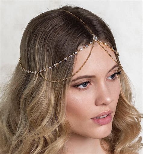 Marquise Crystal and Chain Tiered Headpiece | Headpiece, Crystal headpiece, Headpiece jewelry
