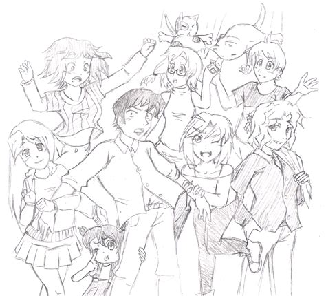 Dynamic Anime Group Pose by Fecius on DeviantArt