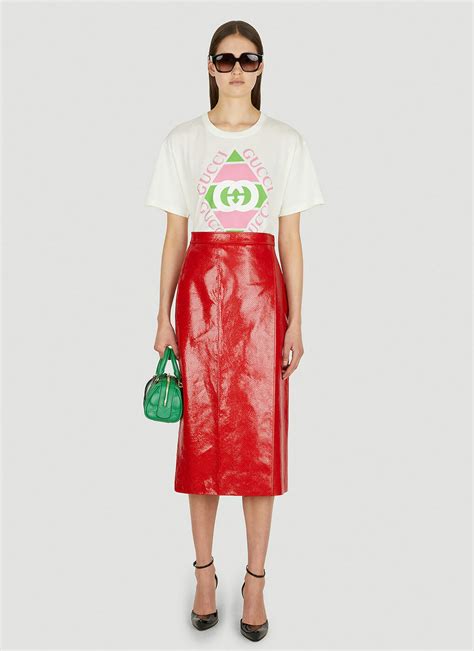 Logo Print T-Shirt in White Gucci