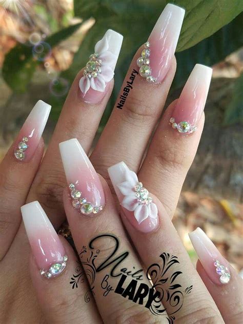 Ballerina Nails. Ombre Nails. 3D Nail Art. Nails with Rhinestones ...