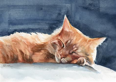 Sleeping Ginger Cat - Marie Brown Fine Art