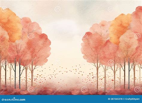 Autumn Background with Red Trees Stock Illustration - Illustration of tree, branch: 287265378